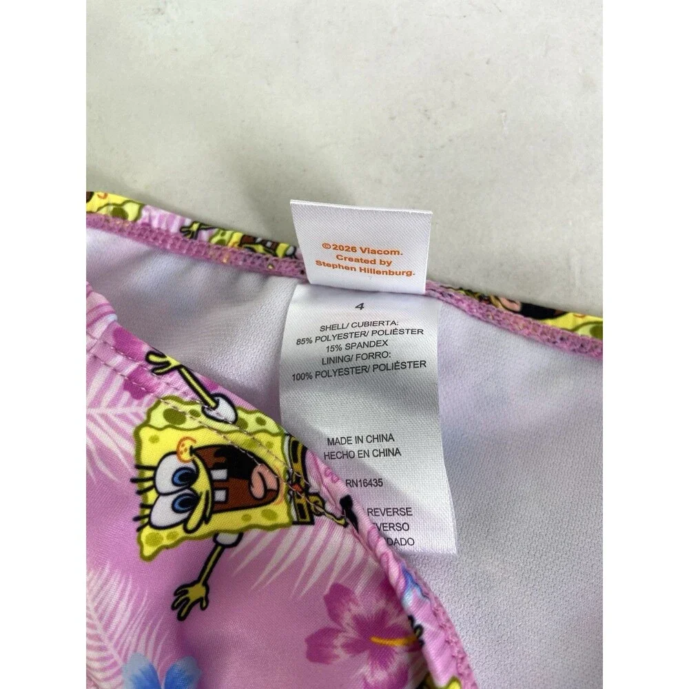 SpongeBob SquarePants 2 Piece Top and Bottoms Swim Set Swimwear Girls Size 4